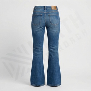 Pantalones Vaqueros de Mujer Personalizados, Corte Recto y Acampanado, Cintura Alta, Versátiles, Ajustados, de Pierna Ancha, Diseño Perforado Lavado, Pantalones de Moda Premium - Product Image 2