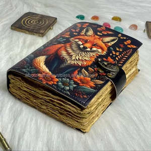 Handmade Antique khóa <span class=keywords><strong>A5</strong></span> Kích thước in bìa Tạp Chí đầy đủ Hạt Da thật bìa cứng cho bức tranh phác thảo deckle cạnh giấy - Product Image 1