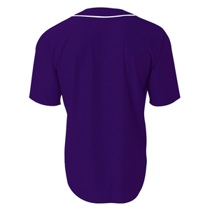 Camiseta de béisbol unisex de manga corta con botones completos para hombre, diseño morado superventas, uniformes de talla grande OEM y ODM de alta calidad - Product Image 2