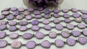 Alta calidad 12-15mm fosfosiderita Natural púrpura Briolette forma libre bisel conector cadena piedra Material por pie joyería - Product Image 3