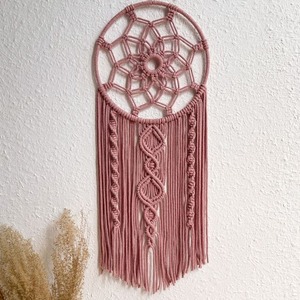 Tapisserie murale en macramé polyester faite à la main OEM ODM, attrape-rêves bohème personnalisé, broderie à pompons, écologique, décoration intérieure JNC Macramé - Product Image 1