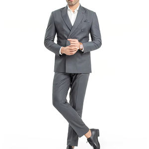 ชุดสูทผู้ชายสีเทาคลาสสิกใหม่ ราคาประหยัด ชุดสูทลำลองสำหรับงานแต่งงาน ชุดสูทเจ้าบ่าว เสื้อเบลเซอร์ กางเกงสูทสำหรับผู้ชาย - Product Image 1
