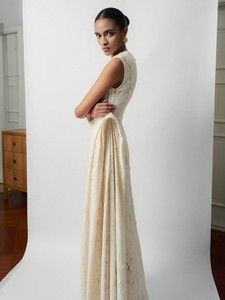 Vestidos Mujer calidad femenina Nella Emb encaje drapeado Midi vestido con ropa de mujer cosida a mano 64% Algodón Boutique ropa mujer - Product Image 5