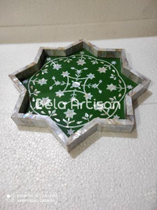 Ensemble de brûleurs Bakhoor en acier inoxydable, incrustation de nacre aromatique écologique, édition étoile florale vert émeraude - Product Image 3