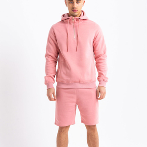 Men's Style Full <b>Sleeve</b> <b>Hoodie</b> <b>Short</b> Set Winter Wear Hot Sale Solid Color 100% Cotton Customized Design - Product Image 1