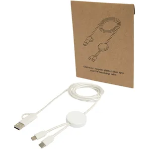 Cable 5 en 1 de 150 cm, de Plástico Reciclado, para Sincronización de Datos y Carga Rápida de 27 W, Gadget USB Promocional - Product Image 1