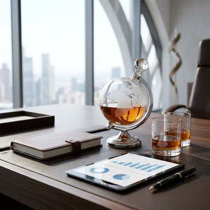 Ensemble de <span class=keywords><strong>carafe</strong></span> à whisky <span class=keywords><strong>globe</strong></span> gravé en verre borosilicate de haute qualité, style bateau antique, avec bouchon et entonnoir verseur, cadeau d'affaires - Product Image 6