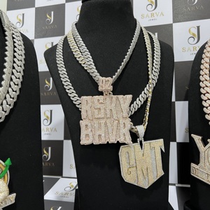 Pendentifs et breloques en argent 925, bijoux fins, certifiés IGI, plaqués or 14 carats, diamant taille brillant, forme de cœur, style hip-hop, unisexe - Product Image 3