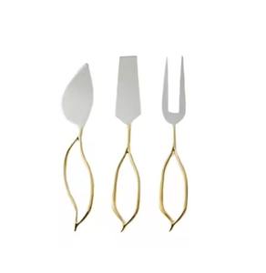 Cuchillos para Queso de Acero Inoxidable con Mango de Metal Dorado, Juego de Cubiertos para Hoteles y Restaurantes - Product Image 1
