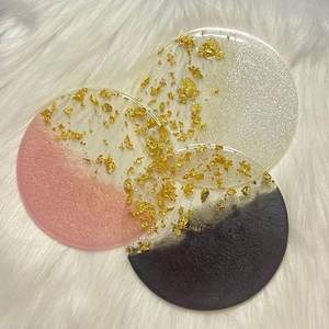 Sous-verre en résine, couche décorative empêchant les marques d'eau, élégant, de qualité supérieure, moderne, durable, réutilisable, décoration de table - Product Image 3