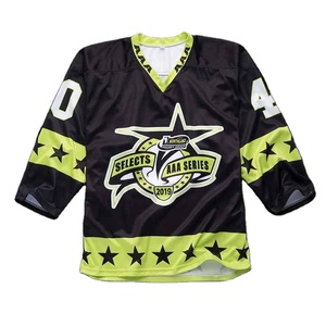 Kit d'uniformes de hockey sur glace imprimés en gros pour hommes - Maillots de hockey pour adultes 100 % polyester respirant à taille élastique personnalisables - Product Image 1