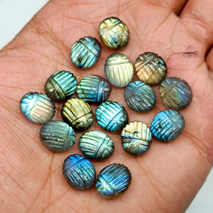 Perles de pierres précieuses sculptées de scarabée labradorite AAA, pierre de sculpture de scarabée labradorite en vrac, fournitures de fabrication de bijoux égyptiens 12mm VENTE - Product Image 2