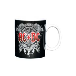 แก้วนมเซรามิก AC/DC Black Ice Tasse ลายเพ้นท์มือ พร้อมฝาปิด ใช้กับไมโครเวฟได้ ดีไซน์ทันสมัย เหมาะสำหรับเป็นของขวัญเกษียณอายุ - Product Image 1