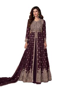 Dernier Designer Faux Georgette Broderie Séquence Travail Robe Par Fab Zone - Product Image 1