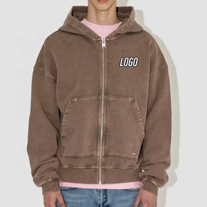 Ropa de calle con logotipo personalizado de calidad superior Vintage de gran tamaño 500GSM Sun Faded Acid Wash Rhine Stones Hoodies para hombres - Product Image 2