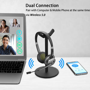 אוזניות אלחוטיות לביטול רעשים עם מיקרופון, אוזניות סטריאו למחשב עם השתקה ו-26 שעות דיבור לפגישות זום במשרד, מחשב וסמארטפון - Product Image 2