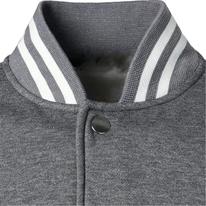 Men Classic Grey Varsity Jacket Premium Athletic Letterman with Contrast White Sleeves wholesale cheap price - Product Image 4