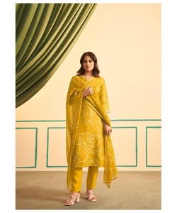 Beau costume de fête cousu en coton indien pour dames dans un design de boutique élégant et décontracté avec ensemble Dupatta - Product Image 3