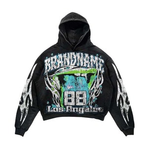 Prix de gros, sweat-shirts à capuche personnalisés avec logo imprimé, poids lourd, pour hommes, streetwear, sweat-shirt surdimensionné d'automne - Product Image 3