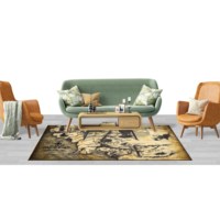 Bedruckter Brauner Wollteppich Patchwork-Design Umweltfreundlich Chenille Latex-Rückseite Mittellanger Flor Traditioneller Stil Küche Esszimmer
