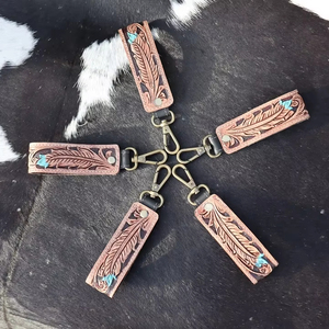 พวงกุญแจลายนูนลายดอกไม้มาใหม่พวงกุญแจสายหนังพร้อมพวงกุญแจสายหนัง - Product Image 1