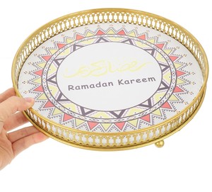Customized Ramadan Round <b>Metal</b> Serving Tray For Eid Ramadan Home Decoration in Best Price - Product Image 6
