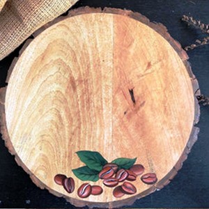 Plateau de service d'écorce d'arbre de 10 pouces à effet de bois 3 bol décoratif rond en dalle de bois avec écorce d'arbre fabriqué en Inde - Product Image 3