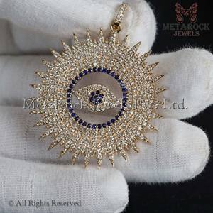 2023ใหม่สไตล์แท้บลูแซฟไฟร์พลอย925เงินปูจี้เพชร - Product Image 3