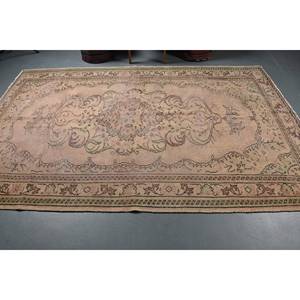 Alfombra de lana turca marrón vintage de 5,9x9,3 pies, tejido plano de retazos, respetuoso con el medio ambiente, para comedor, respaldo de látex para adolescentes - Product Image 3