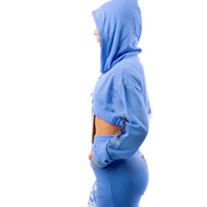 เสื้อฮู้ดผ้าฝ้ายแบบสวมหัวสำหรับผู้หญิงเสื้อครอปแบบมีฮู้ดแขนสั้นพิมพ์โลโก้ได้ตามต้องการ OEM - Product Image 2