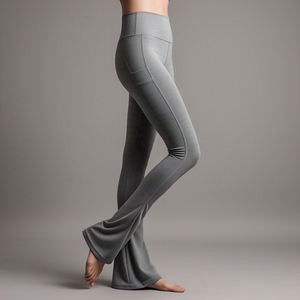 Leggings athlétiques évasés personnalisés pour femmes taille haute Compression Gym Yoga Fitness Wear respirant tricoté tissu Stretch pantalon - Product Image 6