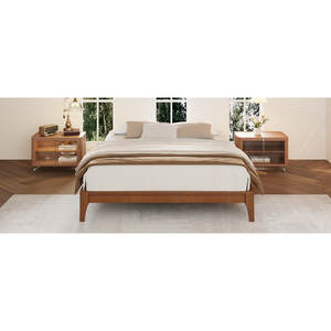 เตียงขนาดควีนไซส์ทำจากไม้ไผ่แห้งสนิทเตียงสไตล์ยุโรปเรียบง่ายหัวเตียงวัสดุไม้โอ๊คสำหรับเฟอร์นิเจอร์บ้าน - Product Image 4