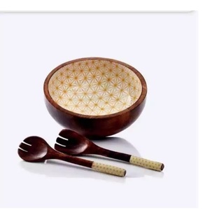 ถ้วยเสิร์ฟเคลือบจานผลไม้แห้ง,ถ้วยเสิร์ฟพร้อมชามสลัดทรงรีชามเสิร์ฟอาหารทำจากไม้อะคาเซียธรรมชาติ - Product Image 1