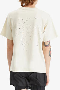 T-shirt surdimensionné en détresse pour hommes en flocons d'avoine léger inspiré du t-shirt d'été Baggy Fit avec un look délavé vintage - Product Image 3