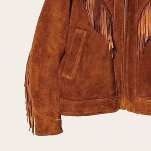 Blouson aviateur en daim marron pour homme, veste en cuir sur mesure, vente en gros de vestes en daim pour homme, logo et design personnalisés, service OEM - Product Image 3