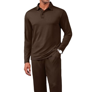 Ensemble de survêtements décontractés 2 pièces pour hommes personnalisés Pull polo tissé et pantalon de survêtement pour tenue de jogging d'hiver - Product Image 5