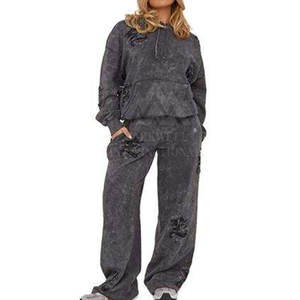 Survêtements pour femmes à lavage acide, design personnalisé, faible MOQ, utilisation en extérieur, vêtements pour femmes, survêtement uni - Product Image 5