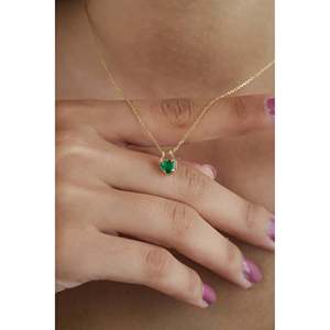 Pendentif cœur vintage plaqué or avec accents de cristal et de diamants - Product Image 2