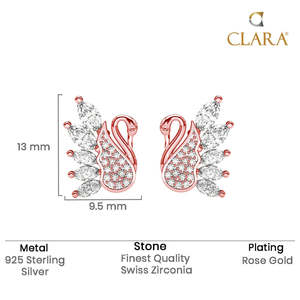 Pendientes de Plata de Ley 925 de Primera Calidad para Mujer, Diseño Moderno con Corte Marquesa, Oro Rosa, Corazón Animal, ¡Compra Ahora! - Product Image 5