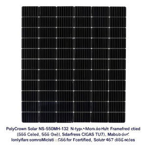 แผงโซลาร์เซลล์ PolyCrown Solar NS-550MH-132 แบบโมโนชนิด N ไร้กรอบ CIGS HJT ได้รับการรับรองมาตรฐาน TUV - Product Image 2