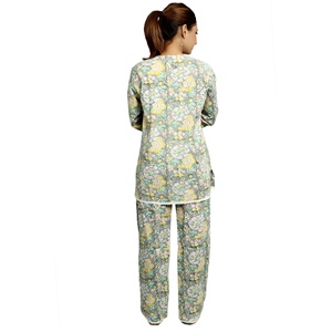 Conjunto de pijama con estampado Floral para mujer, ropa de dormir de dos piezas de algodón suave y cómoda - Product Image 5