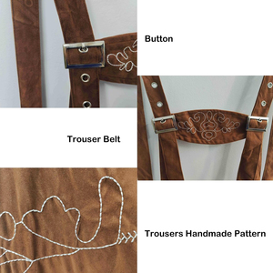 Disfraz de Oktoberfest para hombre, traje de Cosplay de fiesta para adultos alemán bávaro, camisa plana bordada Lederhosen, respetuoso con el medio ambiente - Product Image 4