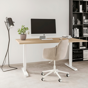 Tavolo elevatore in acciaio regolabile in altezza con motore Emuca bianco verniciato scrivania da ufficio - Product Image 2