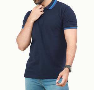 Polo d'été à col montant pour homme 100% coton Style occidental anti-rétrécissement court tricoté par sublimation grande taille OEM - Product Image 3