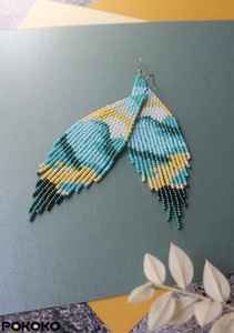 Boho ต่างหูลูกปัดด้วยการออกแบบสีฟ้าครามแอนดี้ cascading Fringe, เครื่องประดับของขวัญที่ไม่ซ้ำกัน - Product Image 6