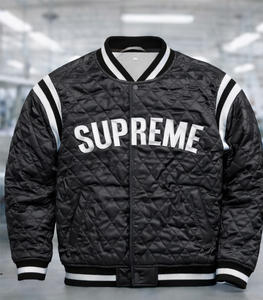 OEM Men Custom Made Quilted Varsity Bomber Jacket <b>Padded</b> Satin Baseball Jacket Snap Button Closure, Ribbed Collar, - Product Image 3