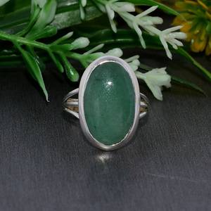 Aventurine verte naturelle pierre précieuse 925 argent Sterling fait à la main concepteur personnalisé bijoux fins bague éternité Vermeil en gros - Product Image 1