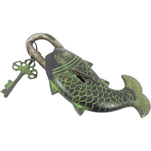 Belle serrure fonctionnelle en laiton pour poisson 2.5 largeur avec 7 clés à collectionner Belles cadenas fonctionnels en laiton - Product Image 3