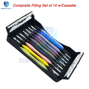 Kit de instrumentos de relleno de compuesto dental con mango de silicona | Juego de herramientas restaurativas de 10 piezas con instrumentos de casete de esterilización - Product Image 5