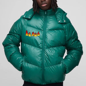 แจ็กเก็ตบุวัสดุโพลีเอสเตอร์แวววาวมีปกและฮู้ดเสื้อแจ็คเก็ตผ้าฝ้ายพิมพ์โลโก้ตามสั่งมาใหม่ - Product Image 1